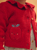 Cardigan rouge avec patch pommes et col volant Bébé Fille NAGISELLE / 25H1BFM2CAR050