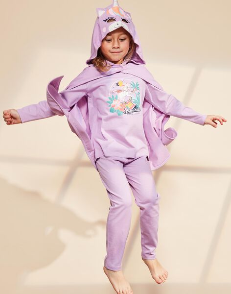 Pyjama deux pièces violet pâle en coton avec cape tête de licorne FLOPOETTE 3 / 23E5PF41PYT326