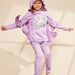 Pyjama deux pièces violet pâle en coton avec cape tête de licorne
