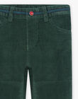 Pantalon vert en velours côtelé enfant garçon BOATAGE / 21H3PGM1PAN060
