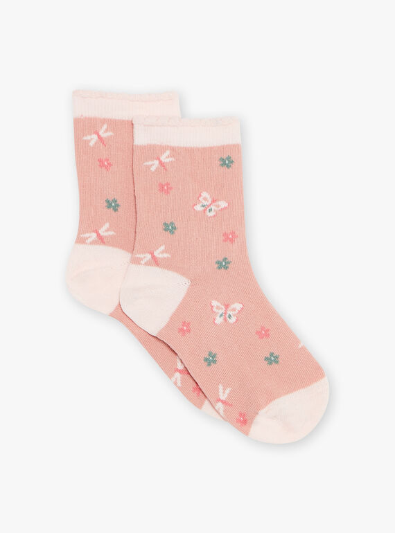 Chaussettes rose à Jacquard papillons FISOZETTE / 23E4PFD1SOQD318