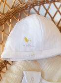 Ensemble grenouillère blanche brodée et bonnet naissance mixte ZOCHARLIE_B / 21E0NMY1GRE000