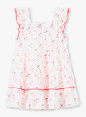 Robe blanche brodée imprimé palmiers enfant fille ZYPANETTE / 21E2PFU2ROB000