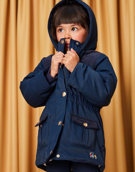 Parka 3 en 1 à capuche bleu nuit DRAVLETTE / 22H2PFG1PAR070