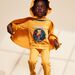 Pyjama deux pièces jaune moutarde en coton avec cape tête de léopard