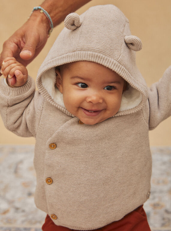 Veste à capuche beige en tricot  GOERY / 23H0CML1VESI812