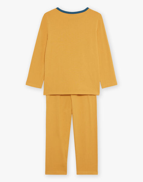 Pyjama deux pièces jaune moutarde en coton avec cape tête de léopard FLORIAGE1 / 23E5PG42PYT107