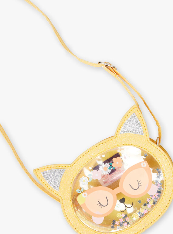 Sac bandoulière jaune tête de chat enfant fille ZITRONETTE / 21E4PFO1BESB104