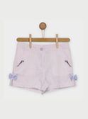 Short blanc et mauve ROLINAETTE / 19E2PFD1SHO328