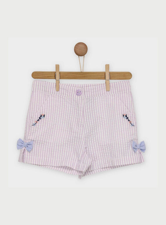 Short blanc et mauve ROLINAETTE / 19E2PFD1SHO328