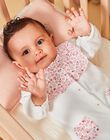 Grenouillère blanche et rose en velours dévoré DEDORA / 22H5BFW2GRE001