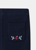 Ensemble sweat blanc imprimé pommes avec volants aux épaules et legging bleu marine Bébé Fille NAGERALDINE / 25H1BFM1ENS001