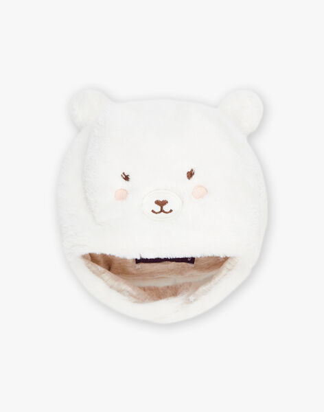 Bonnet blanc en fourrure synthétique visage d'ourson DISONIA / 22H4BFN3BON001
