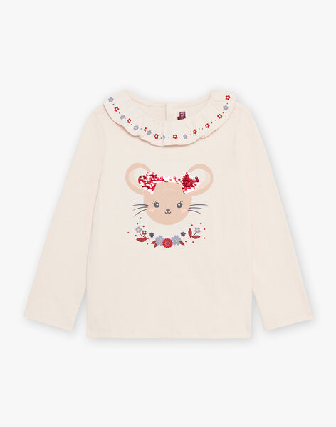T-shirt beige à manches longues et à motif tête de souris DRITIMETTE / 22H2PFX2TML808