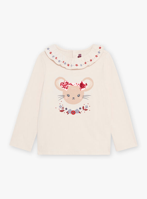 T-shirt beige à manches longues et à motif tête de souris DRITIMETTE / 22H2PFX2TML808