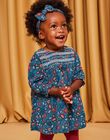 Robe bleu canard à imprimé fleuri DAMAURINE / 22H1BFU1ROB714