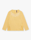 T-shirt jaune mimosa à broderies fleuries FAJONETTE / 23E2PF82TMLB105