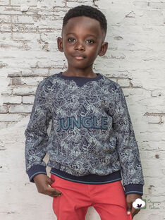 Sweatshirt bleu motif jungle enfant garçon BUWAGE1 / 21H3PGB2SWE070