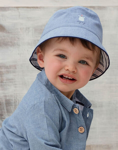 Chapeau Bob En Chambray Reversible Bebe Garcon Escapade Marine Bebe Sergentmajor