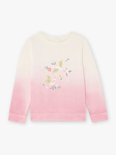 Sweat-shirt tie-&-dye rose motif oiseaux fantaisie enfant fille CESWETTE / 22E2PFB1SWE305