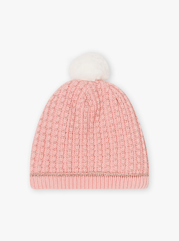 Bonnet en maille fantaisie rose pâle enfant fille BLODAETTE / 21H4PFD1BOND300