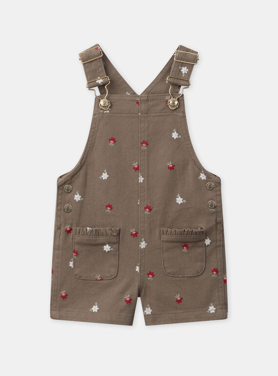 Salopette courte marron imprimé fleurs Bébé Fille NAEMILIE / 25H1BFL1SAL821