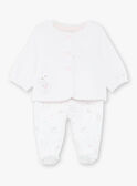 Ensemble veste en velours fantaisie et pantalon en tubique écru bébé fille ZOLOUNA / 21E0NFG2ENS000