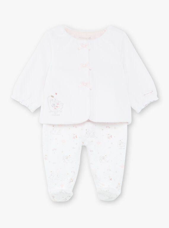 Ensemble veste en velours fantaisie et pantalon en tubique écru bébé fille ZOLOUNA / 21E0NFG2ENS000