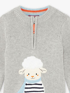 Pull maille gris chiné motif mouton fantaisie bébé garçon BANINO / 21H1BGL1PUL943