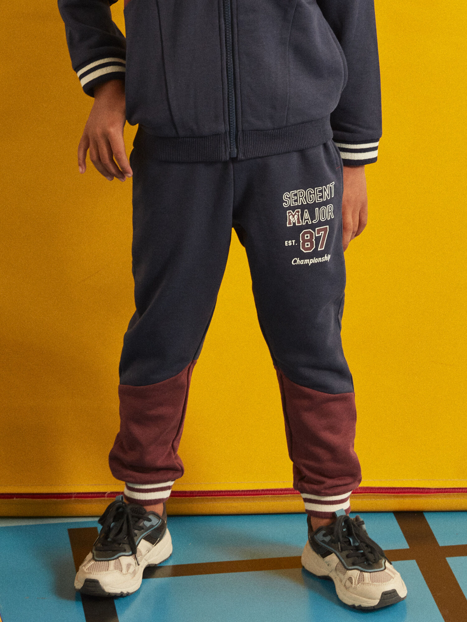 Jogging en molleton gratte Bleu et Bordeau Garcon Sergent Major