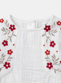 Blouse écru à broderie fleurs et manches longues Bébé Fille NACELIA / 25H1BFK1CHE001