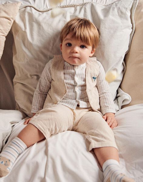 Chemise à rayures beige et bleu FAEDDY / 23E1BGI1CHMC218