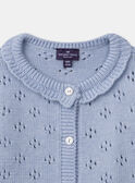 Cardigan bleu ajouré et bas de manches volantées Bébé Fille NAJESSICA / 25H1BFQ2CAR020