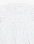 Robe et béguin de naissance blancs à imprimé fleurs FOLINA / 23E0CFT1ROB000