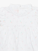 Robe et béguin de naissance blancs à imprimé fleurs FOLINA / 23E0CFT1ROB000