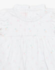 Robe et béguin de naissance blancs à imprimé fleurs FOLINA / 23E0CFT1ROB000