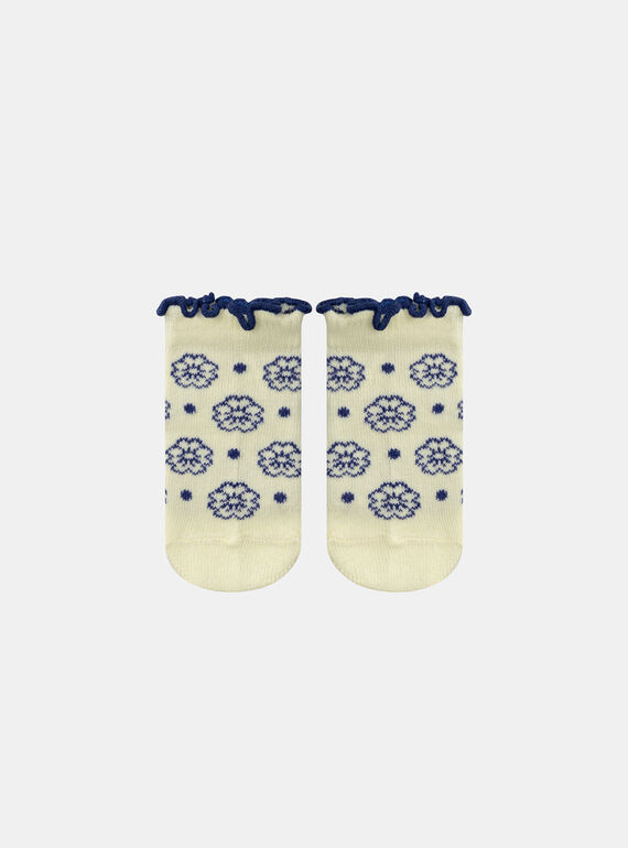 Chaussettes Jacquard Fleur Jaune Pâle  KAULINE / 24E4BFR1SOQ103