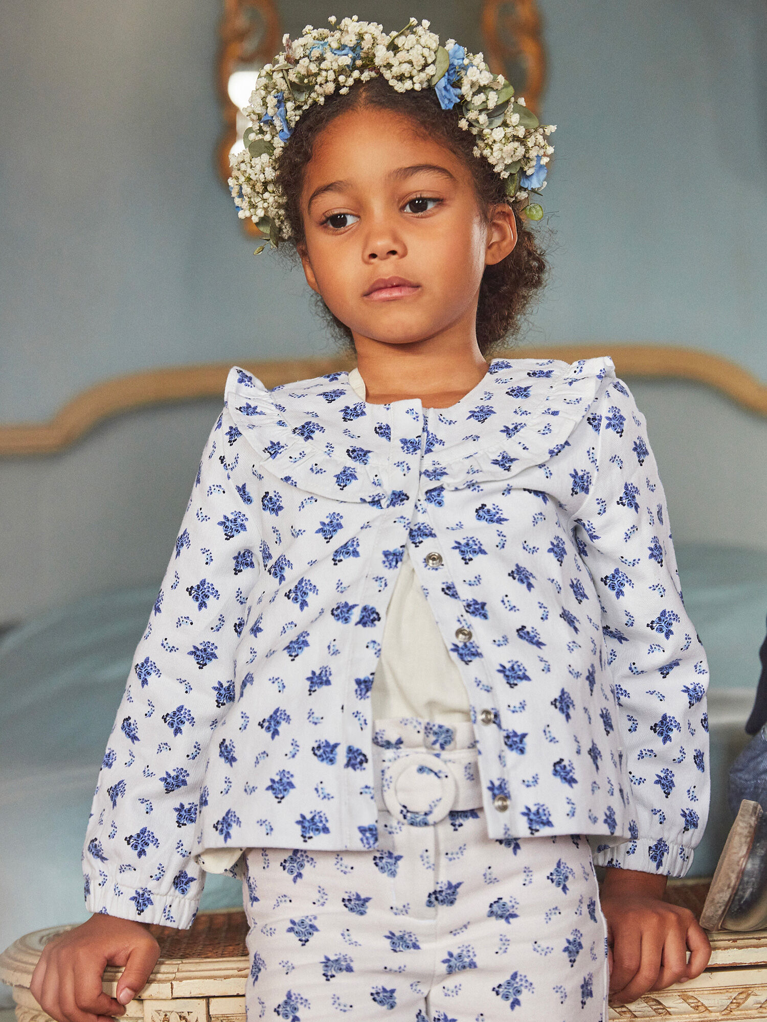 Veste ecrue fleurie Fille Sergent Major