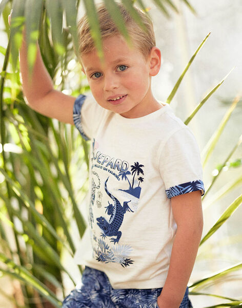 T-shirt écru motifs guépard et iguane enfant garçon CITIJAGE / 22E3PGK1TMC001