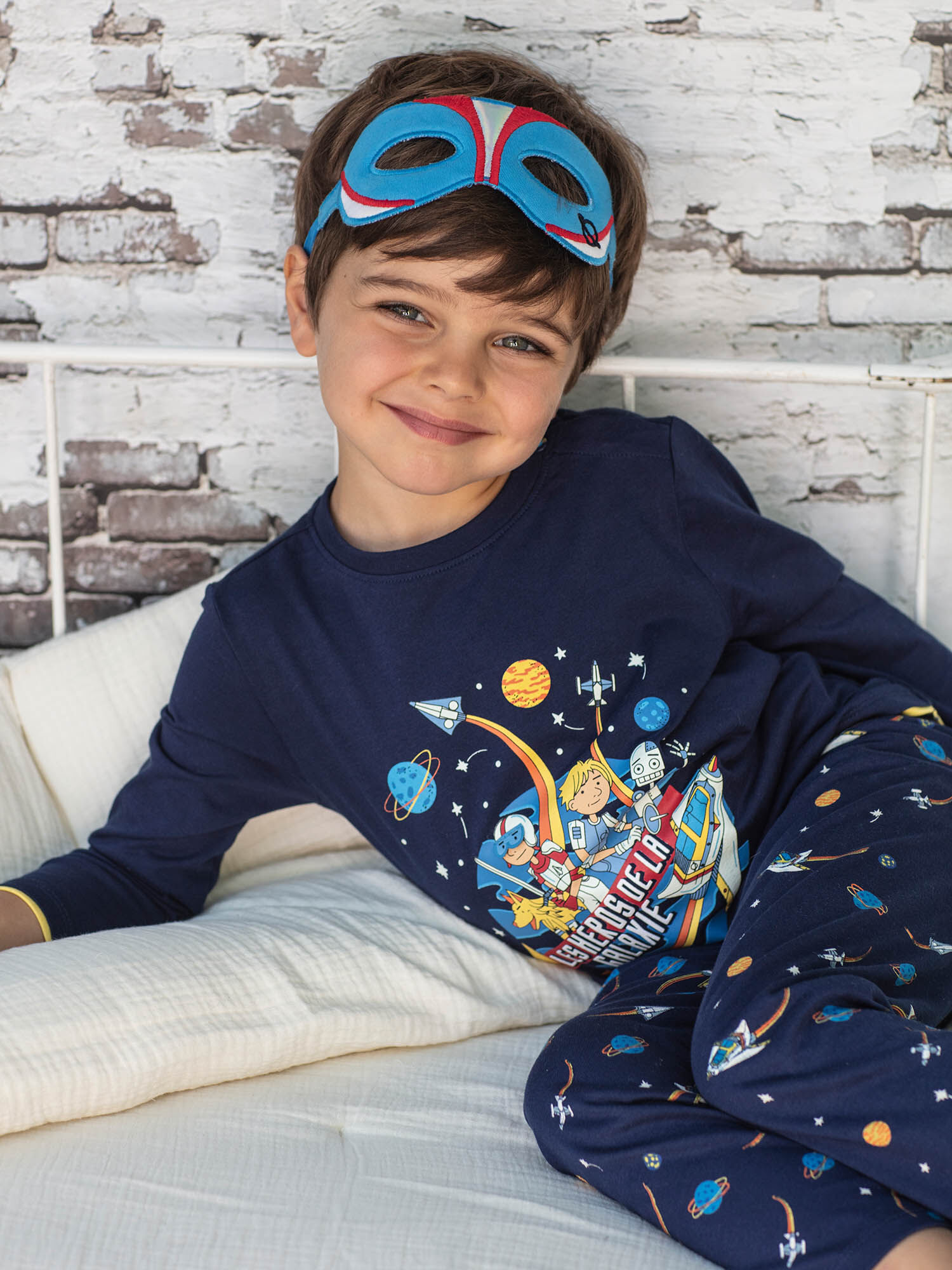 Ensemble pyjama T shirt pantalon et masque bleu fonce enfant garcon Garcon Sergent Major