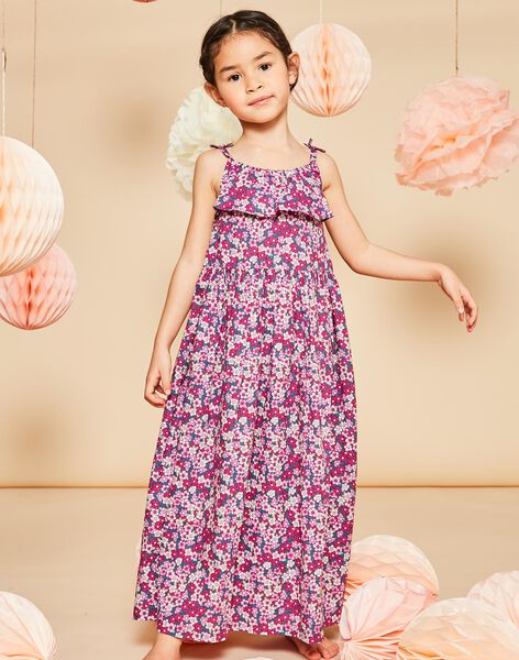 Robe longue cassis à imprimé fleuri FRULUETTE 2 / 23E2PFX4RBSD302