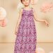 Robe longue cassis à imprimé fleuri