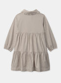 Robe vichy marron et blanc et manches longues à bas Fille NIFILLETTE / 25H2PFL1ROB001