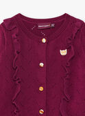 Cardigan violet en maille fantaisie à détails volants bébé fille CAIRENE / 22E1BF92CAR708