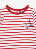 Body T-shirt écru et rouge à imprimé à rayures GAILIO / 23H1BGD1BOD410