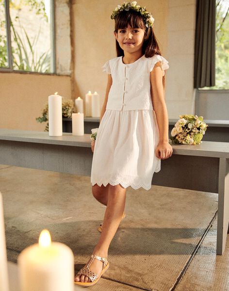 Robe écrue à broderies fantaisie FREBROETTE / 23E2PFI3ROB005
