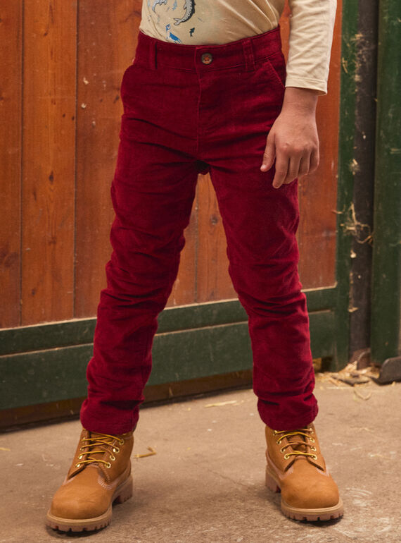 Pantalon en velours rouge LAROVAGE / 24H3PGR2PAN501