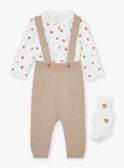 Ensemble pantalon, body et chaussettes beige et blanc LONDON / 24H0CM11ENS007