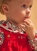 Chasuble rouge en velours à broderies fleurs et pommes Bébé Fille NAGULIA / 25H1BFM1CHS050