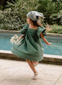 Robe vert sapin à broderies fleuries FUBRODETTE / 23E2PFN1ROBG605
